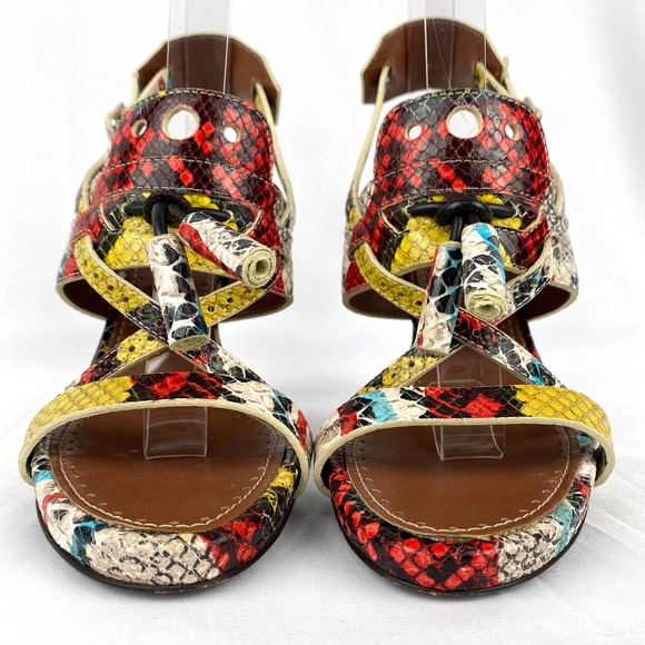 Proenza Schouler Sandals High Heels Strappy Multicolor Snakeskin Leather 7 - Picture 4 of 9